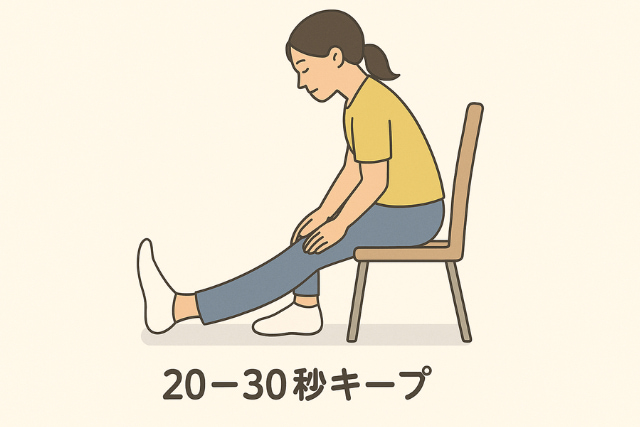 椅子に座って行う太もも裏ストレッチ