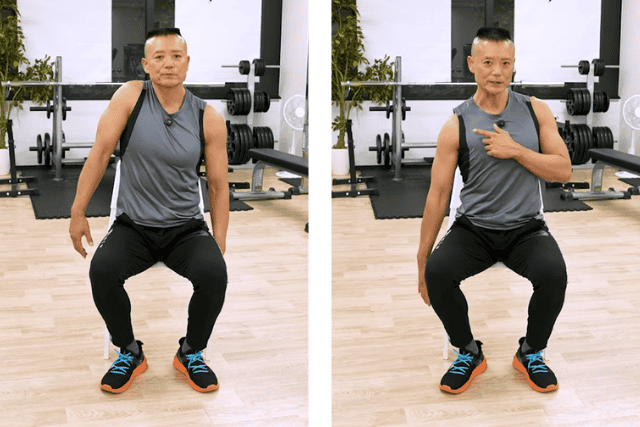 肩甲骨周りストレッチ1.肩甲骨の上げ下げ