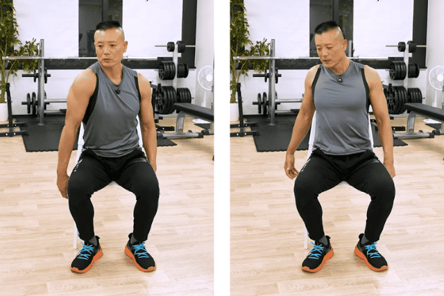 肩甲骨周りストレッチ3.肩回し（順回し）