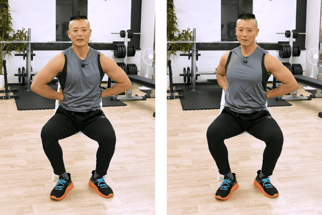 肩甲骨周りストレッチ7.片側ずつ大きく前後に動かす